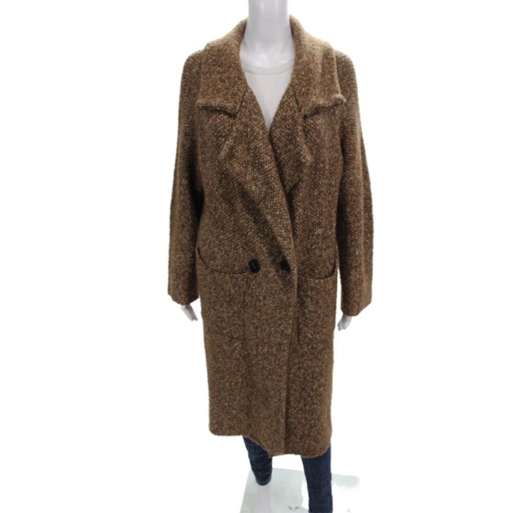Lost + Wander Womens Brown Overcoat Button Closure Casual Size XS
